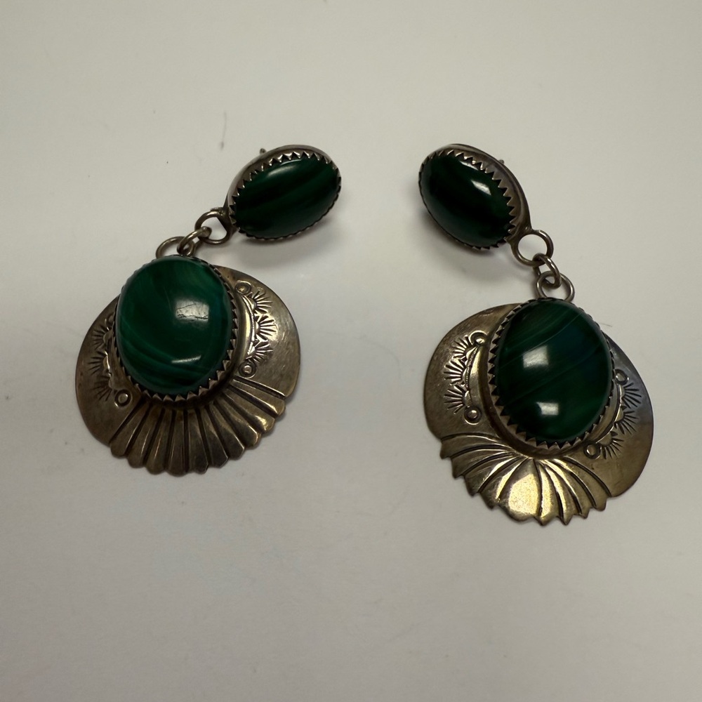 Elegant Green and Silver Earrings